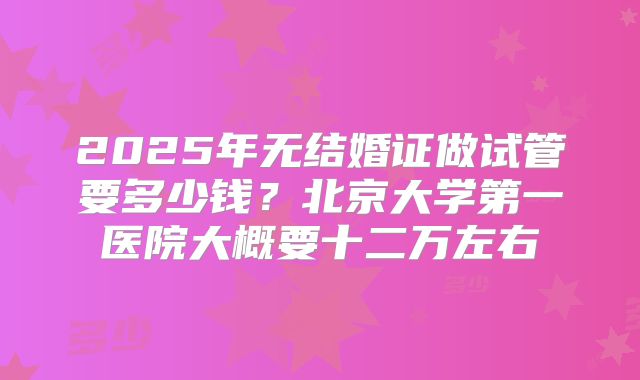2025年无结婚证做试管要多少钱?北京大学第一医院大概要十二万左右
