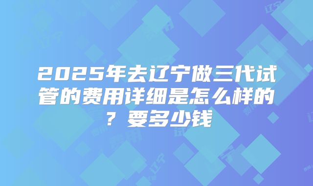 2025年去辽宁做三代试管的费用详细是怎么样的?要多少钱