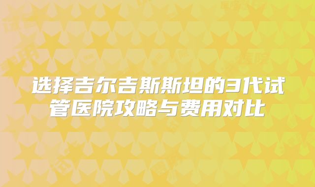 选择吉尔吉斯斯坦的3代试管医院攻略与费用对比