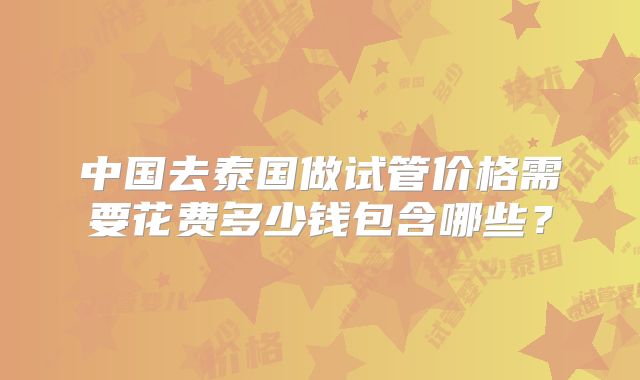 中国去泰国做试管价格需要花费多少钱包含哪些？