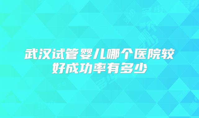 武汉试管婴儿哪个医院较好成功率有多少