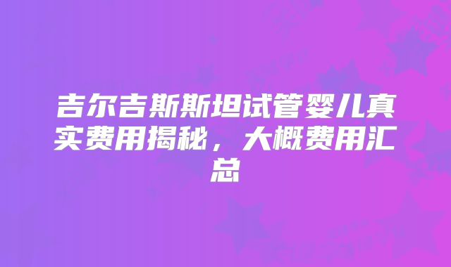 吉尔吉斯斯坦试管婴儿真实费用揭秘,大概费用汇总