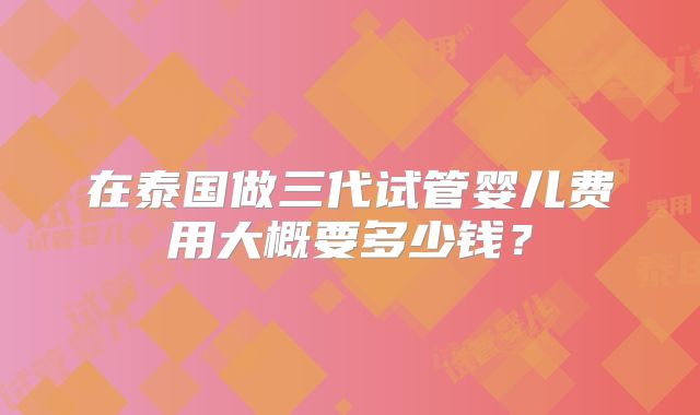 在泰国做三代试管婴儿费用大概要多少钱?