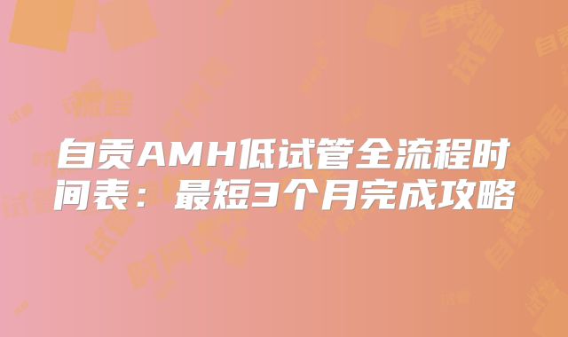 自贡AMH低试管全流程时间表：最短3个月完成攻略