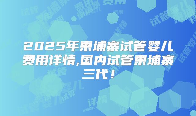2025年柬埔寨试管婴儿费用详情,国内试管柬埔寨三代！