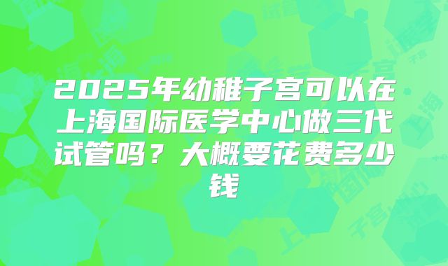 2025年幼稚子宫可以在上海国际医学中心做三代试管吗?大概要花费多少钱