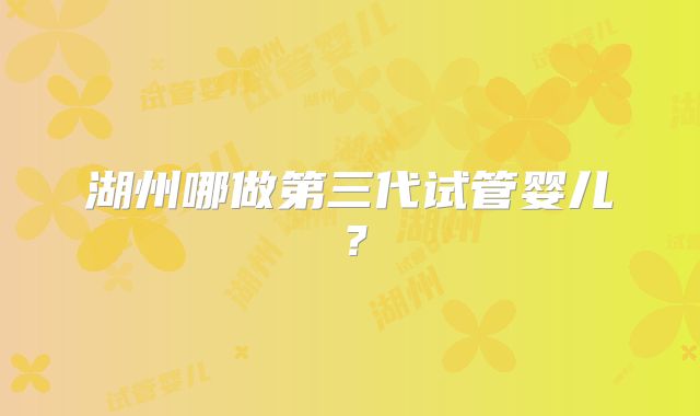 湖州哪做第三代试管婴儿？