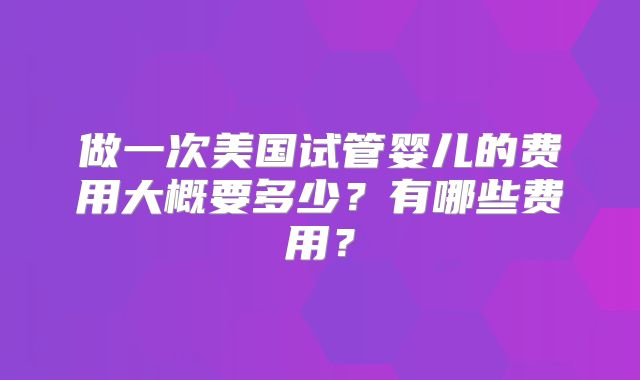 做一次美国试管婴儿的费用大概要多少？有哪些费用？