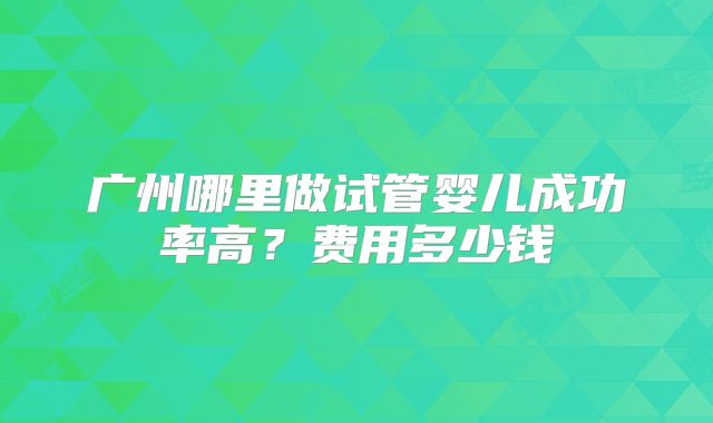 广州哪里做试管婴儿成功率高？费用多少钱