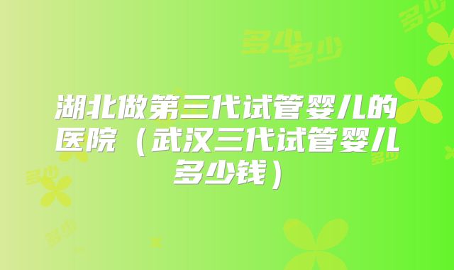 湖北做第三代试管婴儿的医院（武汉三代试管婴儿多少钱）