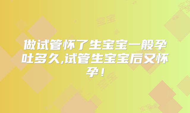 做试管怀了生宝宝一般孕吐多久,试管生宝宝后又怀孕！