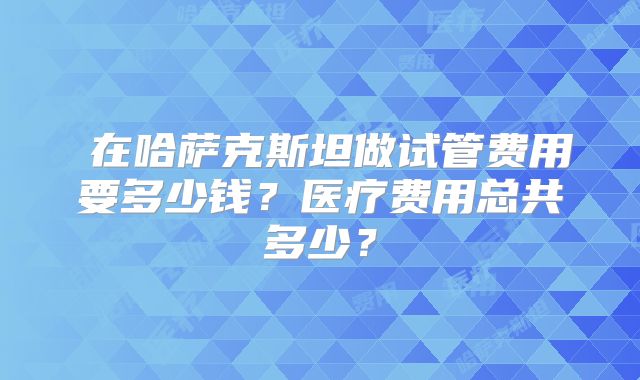 ​在哈萨克斯坦做试管费用要多少钱？医疗费用总共多少？