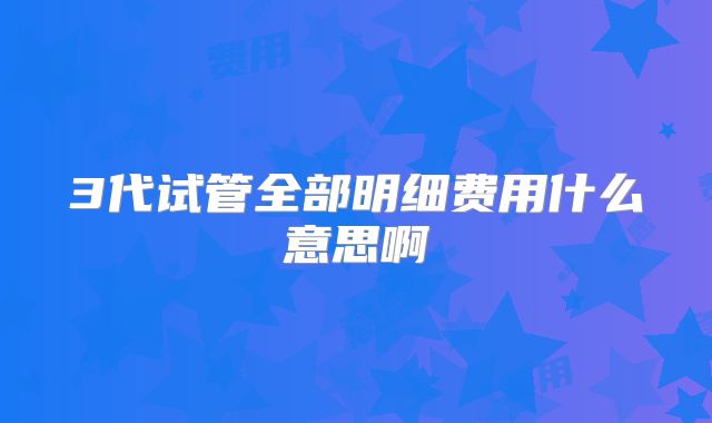3代试管全部明细费用什么意思啊