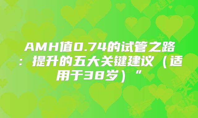 AMH值0.74的试管之路:提升的五大关键建议(适用于38岁)”