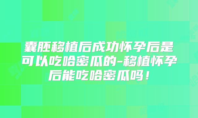 囊胚移植后成功怀孕后是可以吃哈密瓜的-移植怀孕后能吃哈密瓜吗！