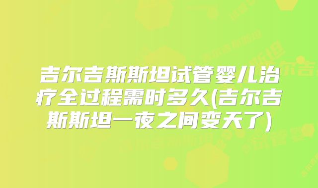 吉尔吉斯斯坦试管婴儿治疗全过程需时多久(吉尔吉斯斯坦一夜之间变天了)