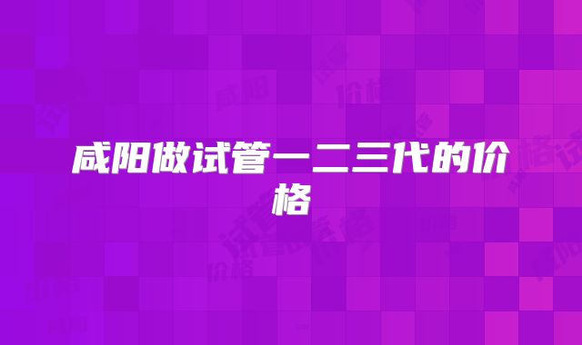 咸阳做试管一二三代的价格