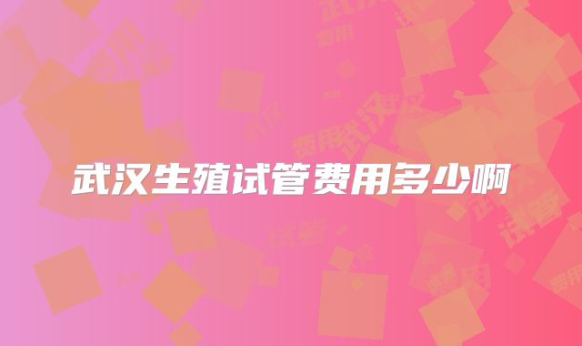 武汉生殖试管费用多少啊