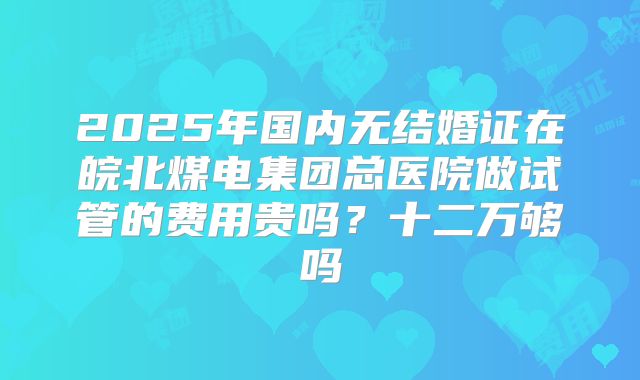 2025年国内无结婚证在皖北煤电集团总医院做试管的费用贵吗?十二万够吗