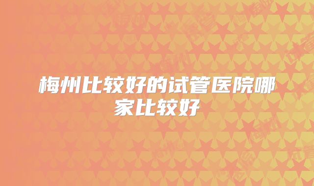梅州比较好的试管医院哪家比较好