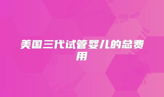 美国三代试管婴儿的总费用