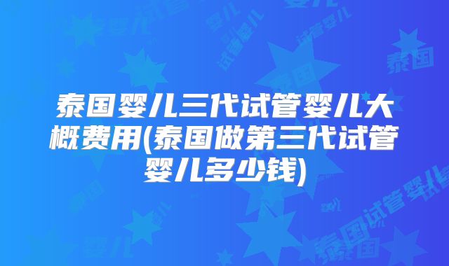 泰国婴儿三代试管婴儿大概费用(泰国做第三代试管婴儿多少钱)