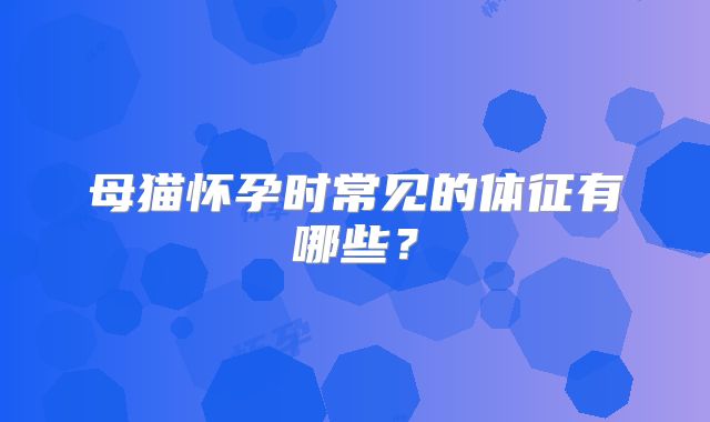 母猫怀孕时常见的体征有哪些？
