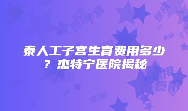 泰人工子宫生育费用多少？杰特宁医院揭秘