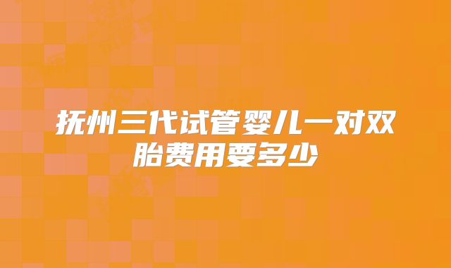 抚州三代试管婴儿一对双胎费用要多少