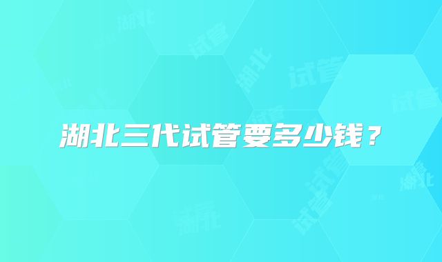 湖北三代试管要多少钱？