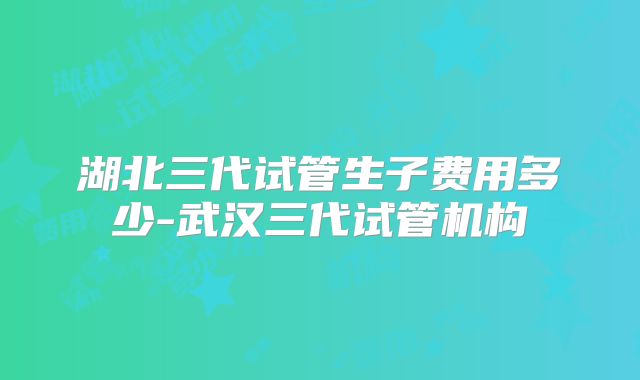 湖北三代试管生子费用多少-武汉三代试管机构