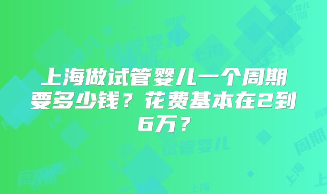上海做试管婴儿一个周期要多少钱？花费基本在2到6万？