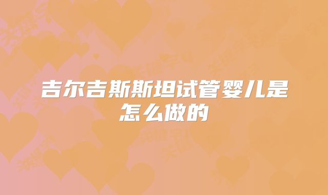 吉尔吉斯斯坦试管婴儿是怎么做的