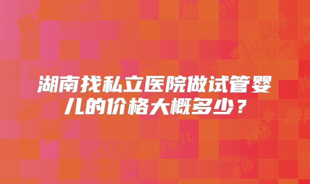 湖南找私立医院做试管婴儿的价格大概多少？