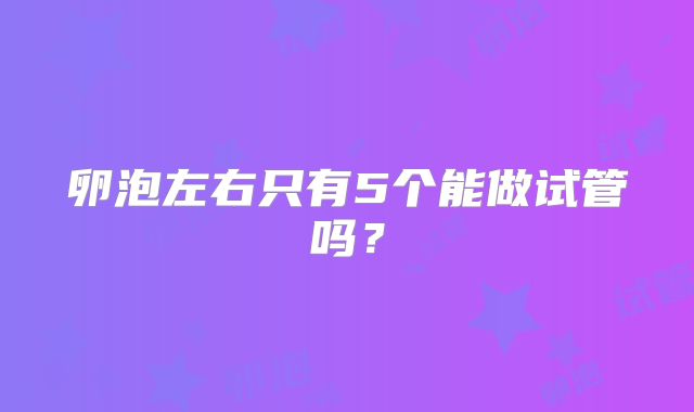 卵泡左右只有5个能做试管吗?