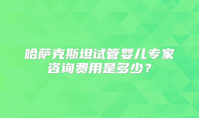 哈萨克斯坦试管婴儿专家咨询费用是多少？