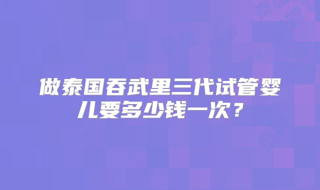 做泰国吞武里三代试管婴儿要多少钱一次？