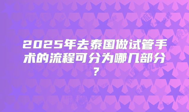2025年去泰国做试管手术的流程可分为哪几部分？