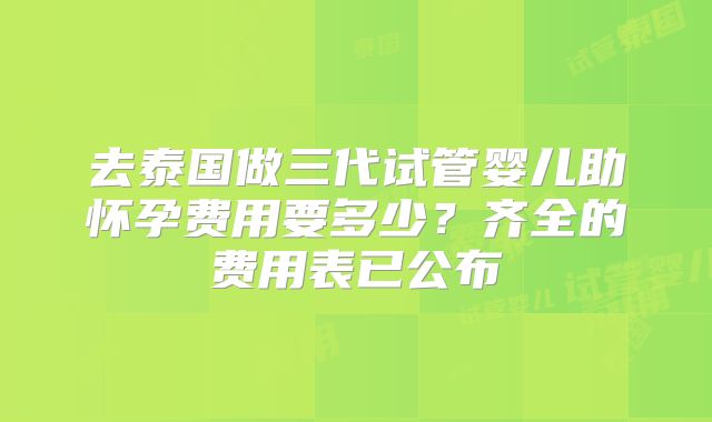 去泰国做三代试管婴儿助怀孕费用要多少?齐全的费用表已公布