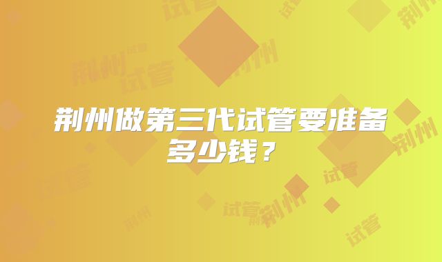 荆州做第三代试管要准备多少钱？