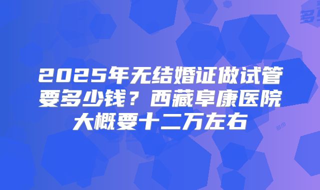 2025年无结婚证做试管要多少钱？西藏阜康医院大概要十二万左右