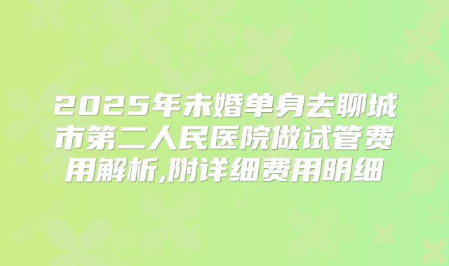 2025年未婚单身去聊城市第二人民医院做试管费用解析,附详细费用明细