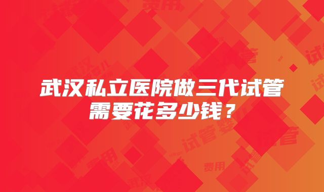 武汉私立医院做三代试管需要花多少钱？