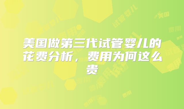 美国做第三代试管婴儿的花费分析，费用为何这么贵