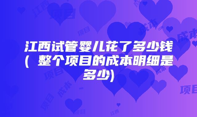 江西试管婴儿花了多少钱( 整个项目的成本明细是多少)