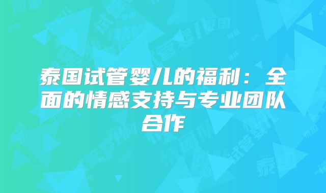 泰国试管婴儿的福利：全面的情感支持与专业团队合作