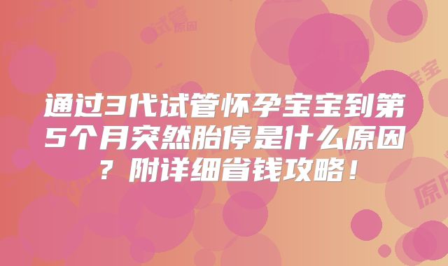通过3代试管怀孕宝宝到第5个月突然胎停是什么原因？附详细省钱攻略！