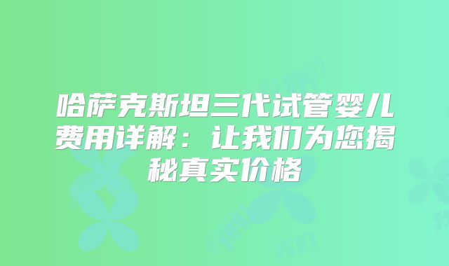 哈萨克斯坦三代试管婴儿费用详解:让我们为您揭秘真实价格