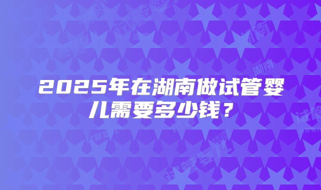 2025年在湖南做试管婴儿需要多少钱?