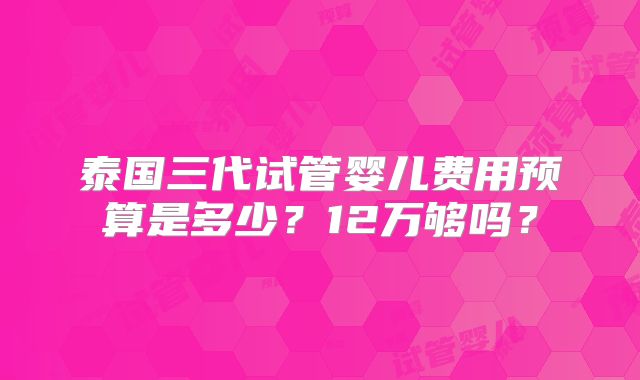 泰国三代试管婴儿费用预算是多少？12万够吗？